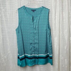 2/$25 or 3/$30 Tommy Hilfiger Blue Sleeveless Satin Blouse SzL